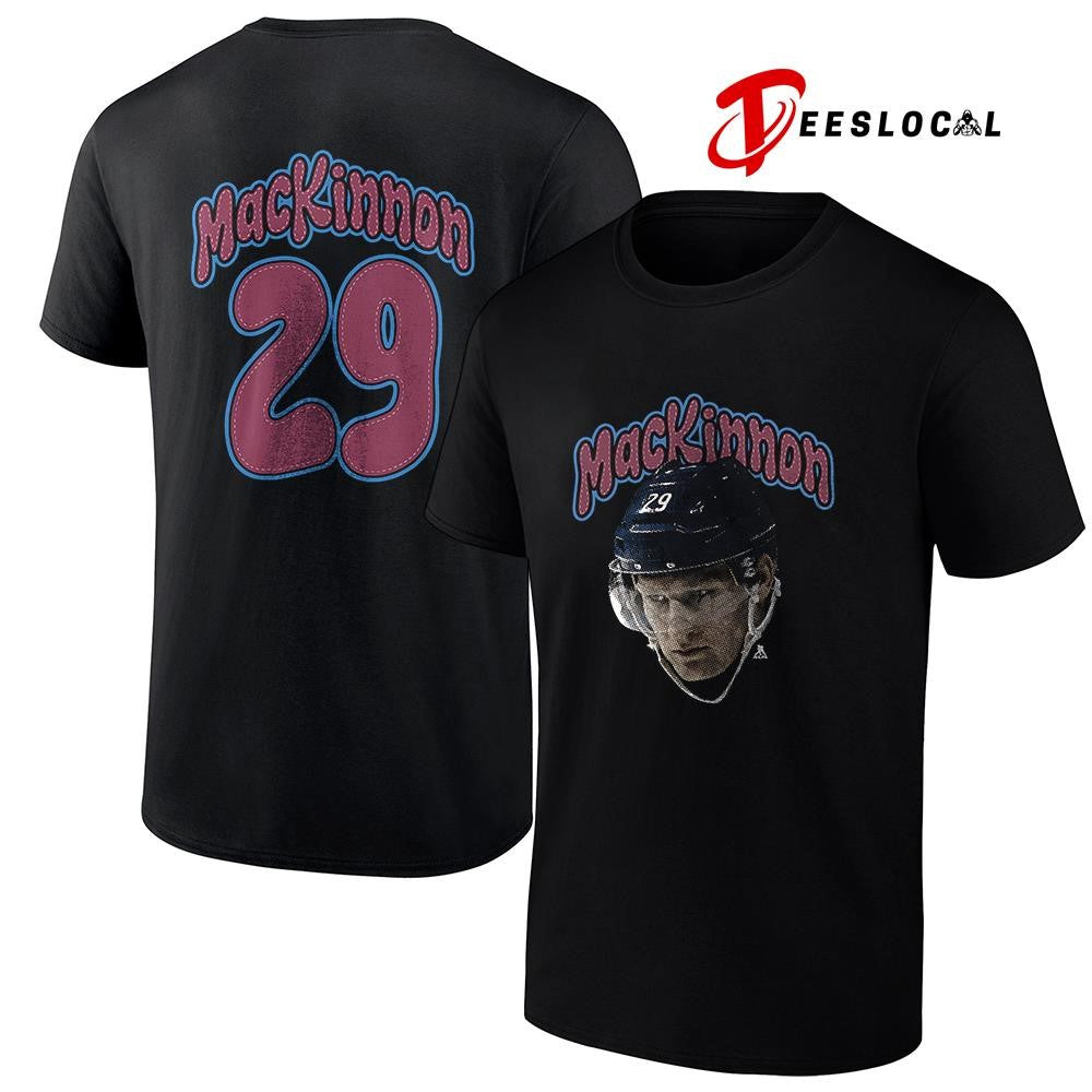 Colorado Avalanche Nathan MacKinnon portrait name and number shirt
