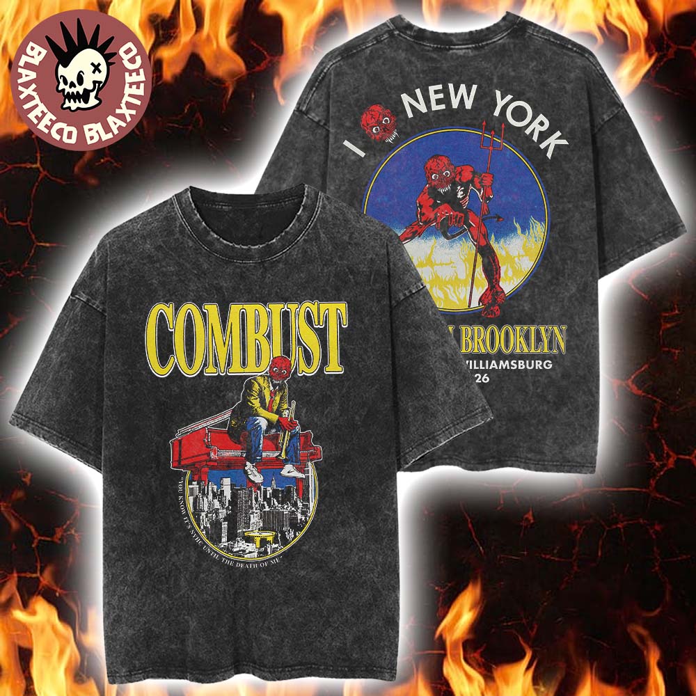 Combust Live From Brooklyn New York 2026 Event Tee At Music Hall Of Williamsburg On May 15 2026 Billy Joel And Iron Maiden Inspired Vintage Washed Tee