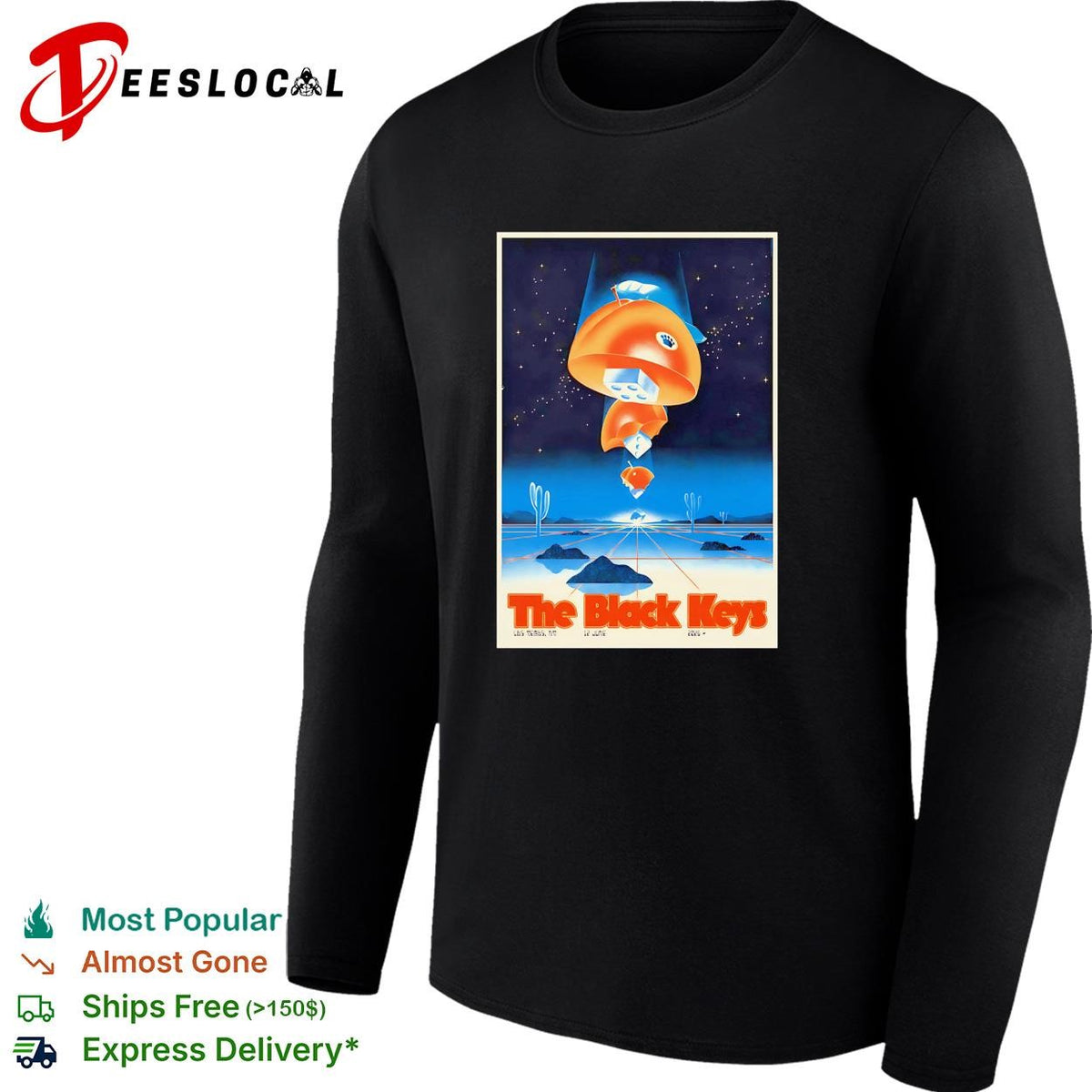 Concert poster floating fish space desert surreal vintage framed art shirt