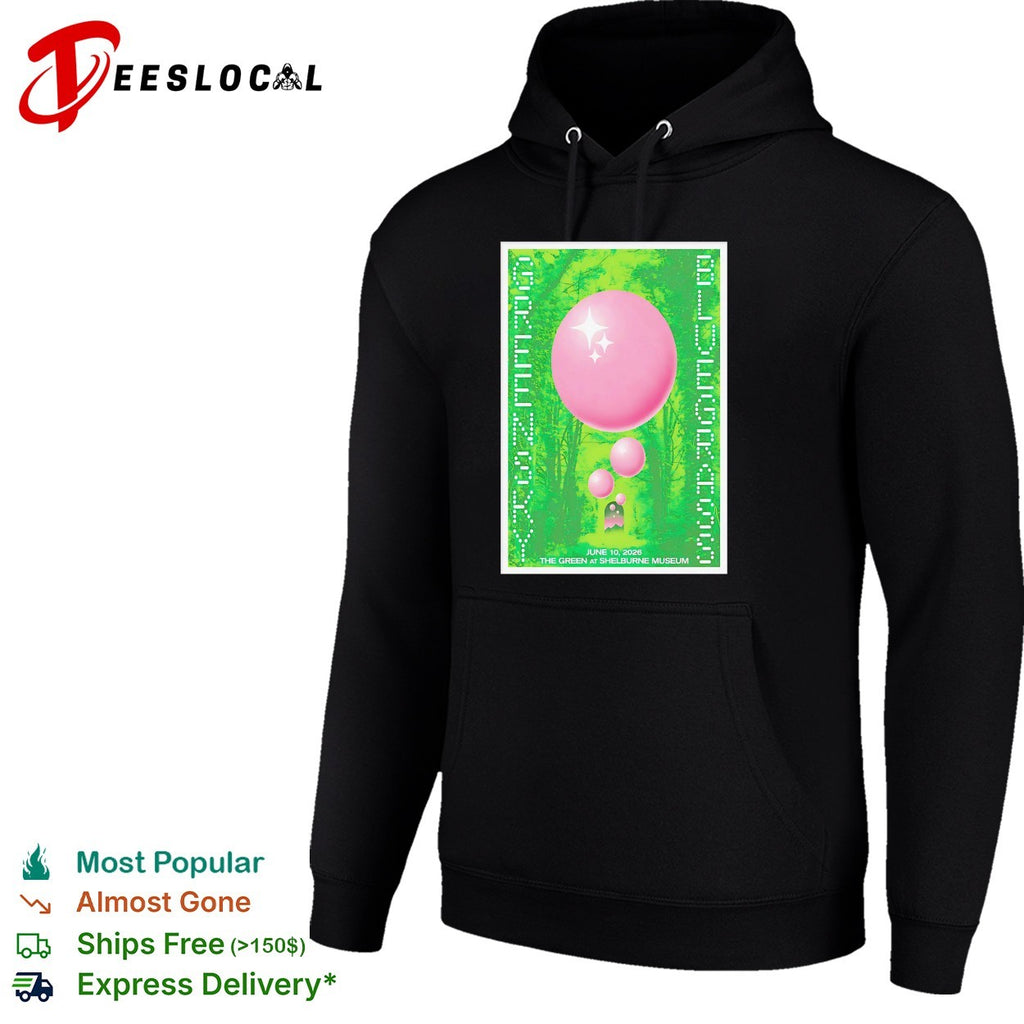 Concert poster pink balloon green forest Shelburne Museum shirt