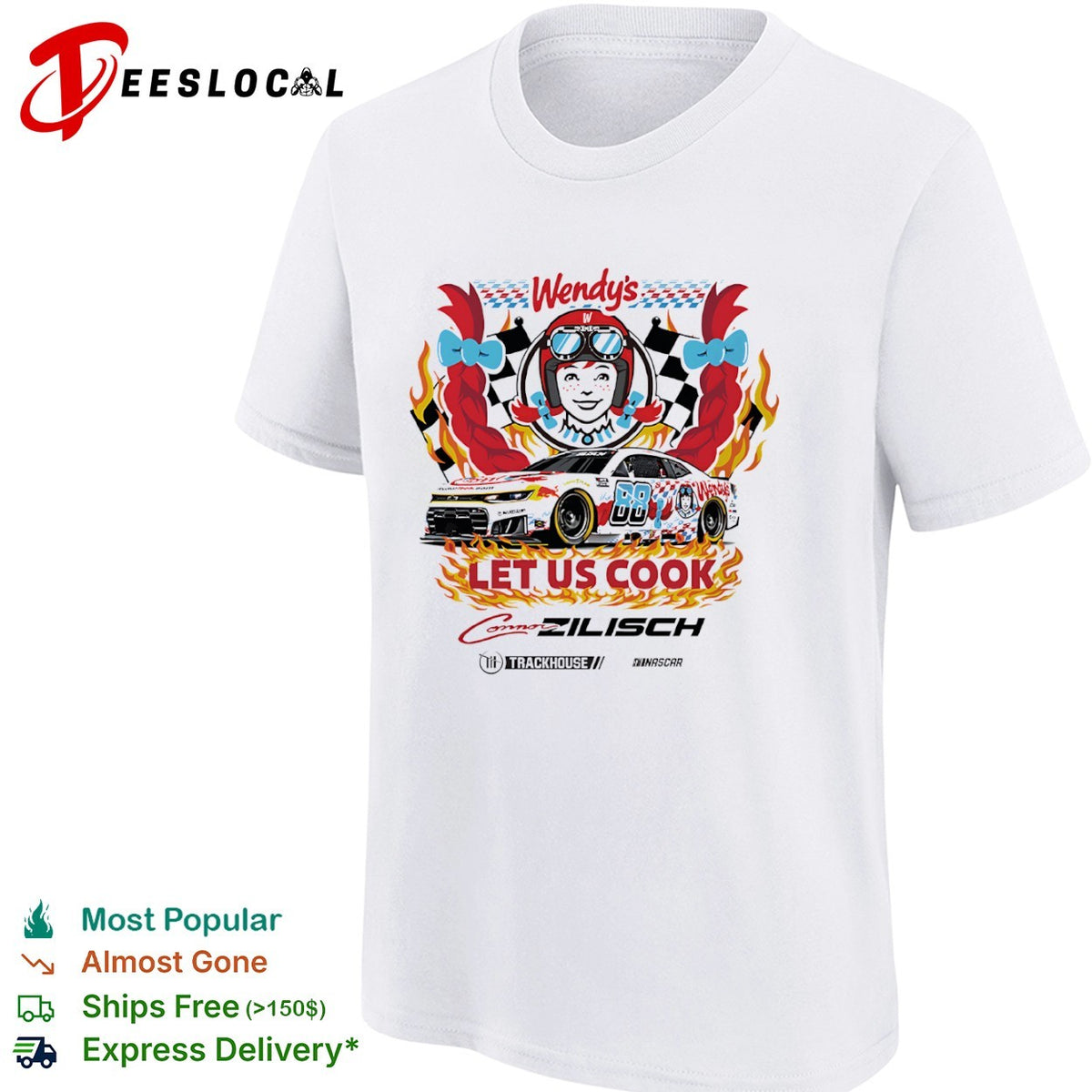 Connor Zilisch Wendy’s Trackhouse Racing NASCAR Let Us Cook Race Car Graphic shirt