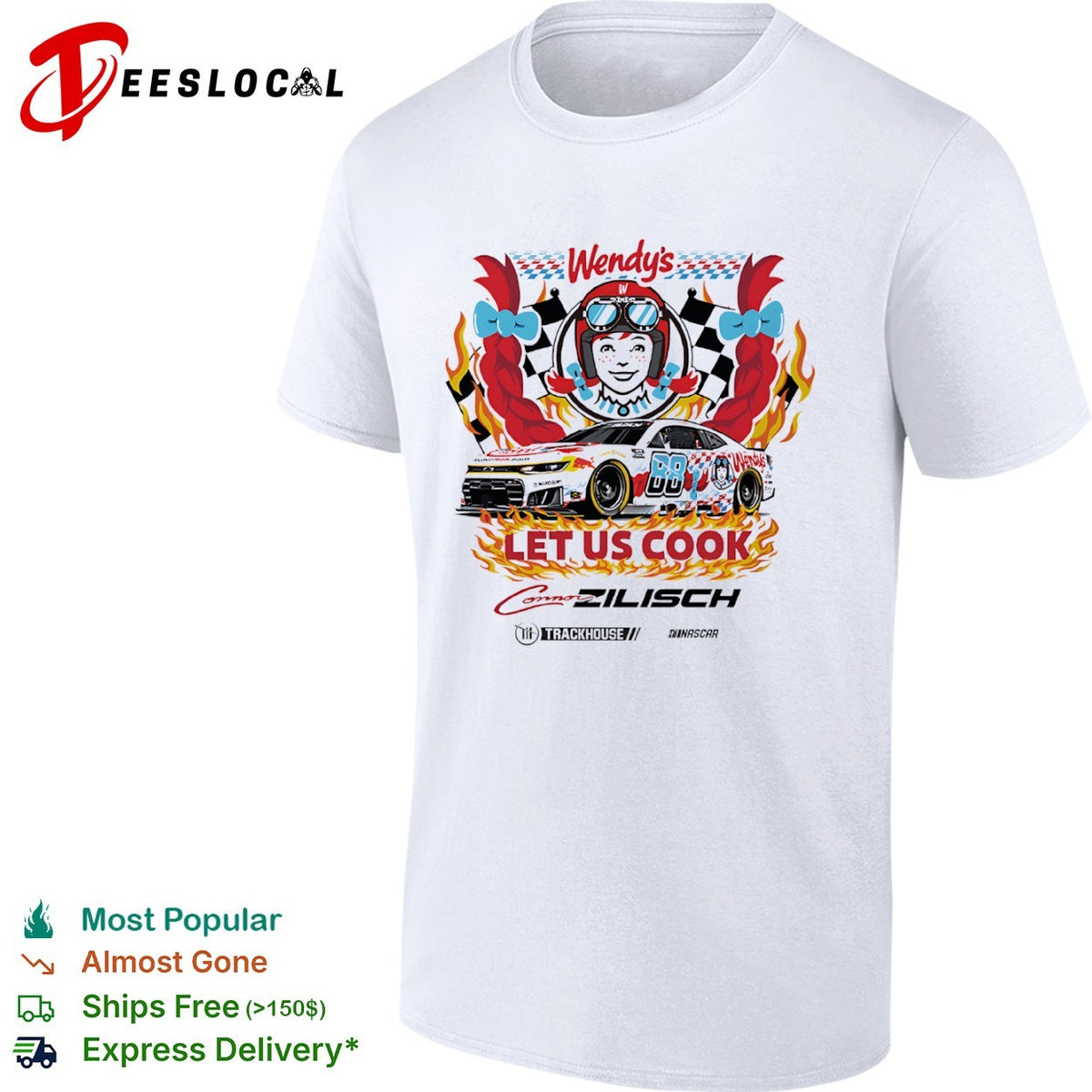 Connor Zilisch Wendy’s Trackhouse Racing NASCAR Let Us Cook Race Car Graphic shirt