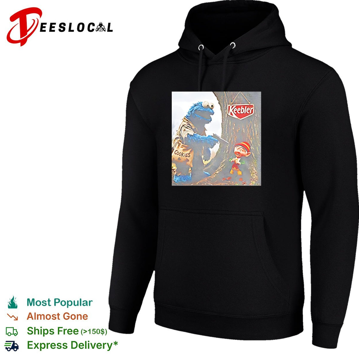 Cookie Monster Edgy Elf Keebler funny shirt