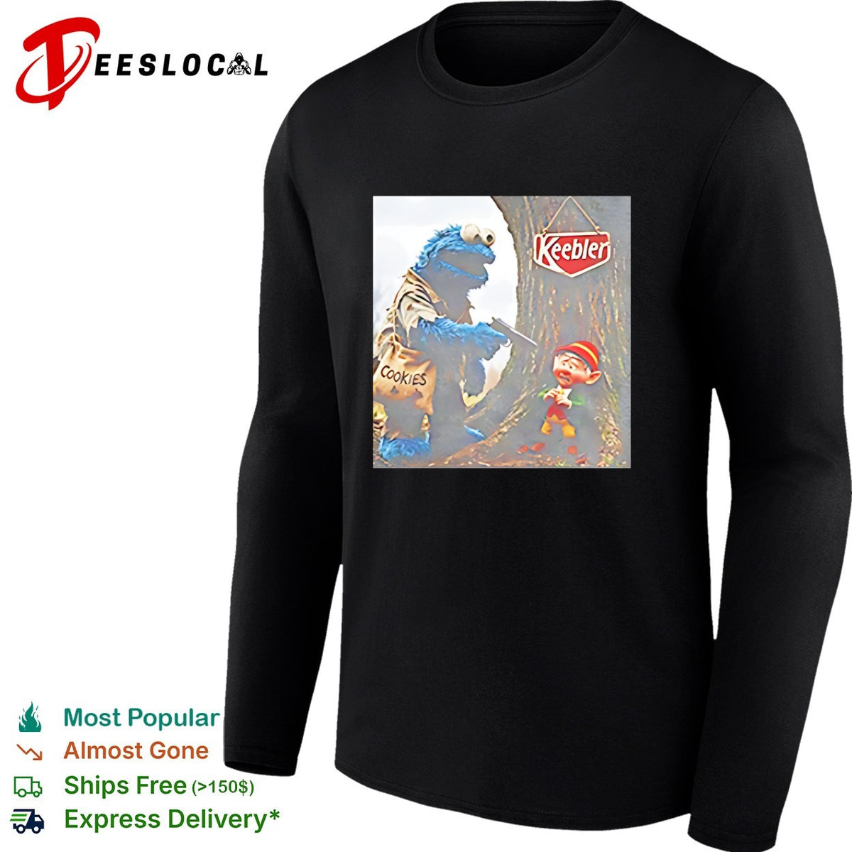 Cookie Monster Edgy Elf Keebler funny shirt