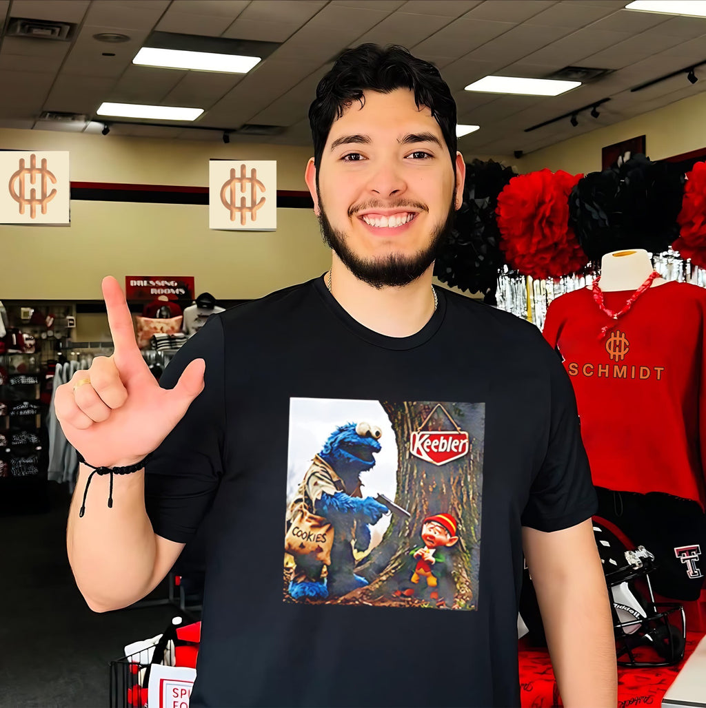 Cookie Monster Edgy Elf Keebler shirt