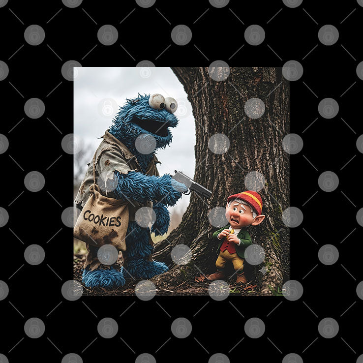Cookie Monster Robbing Keebler Elf Tree Cookie T Shirt