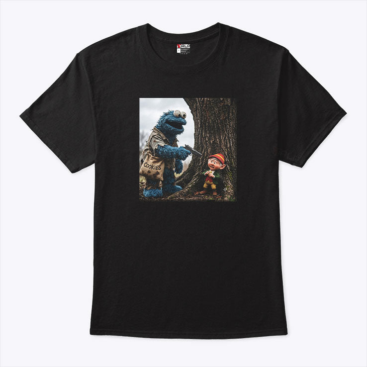 Cookie Monster Robbing Keebler Elf Tree Cookie T Shirt