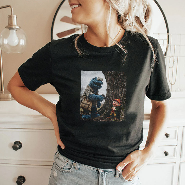 Cookie Monster Robbing Keebler Elf Tree Cookie T Shirt