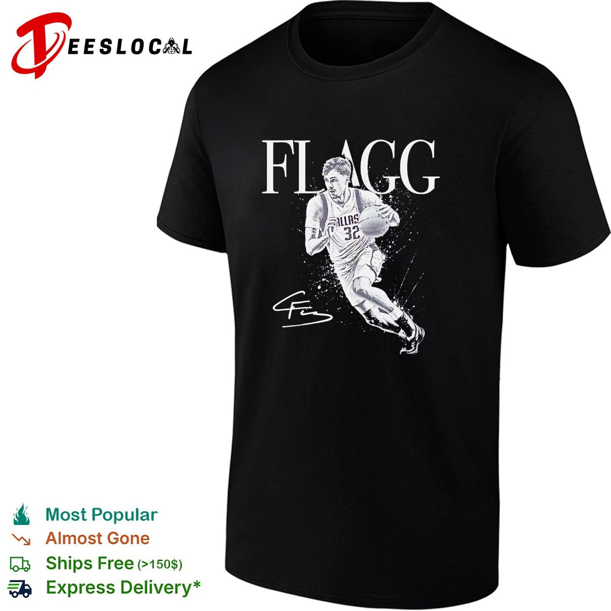 Cooper Flagg Dallas Mavericks number 32 NBA action portrait shirt