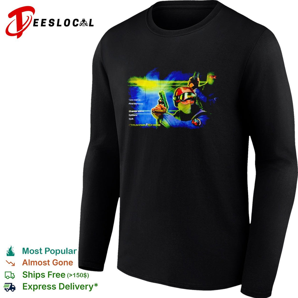 Counter Strike New Game Find Servers Change Game Options Quit Valve Gaming shirt