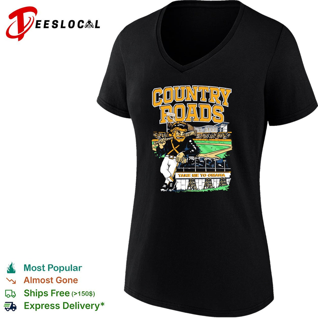 Country Roads Take Me To Omaha West Virginia Mountaineers Baseball Mascot Shirt