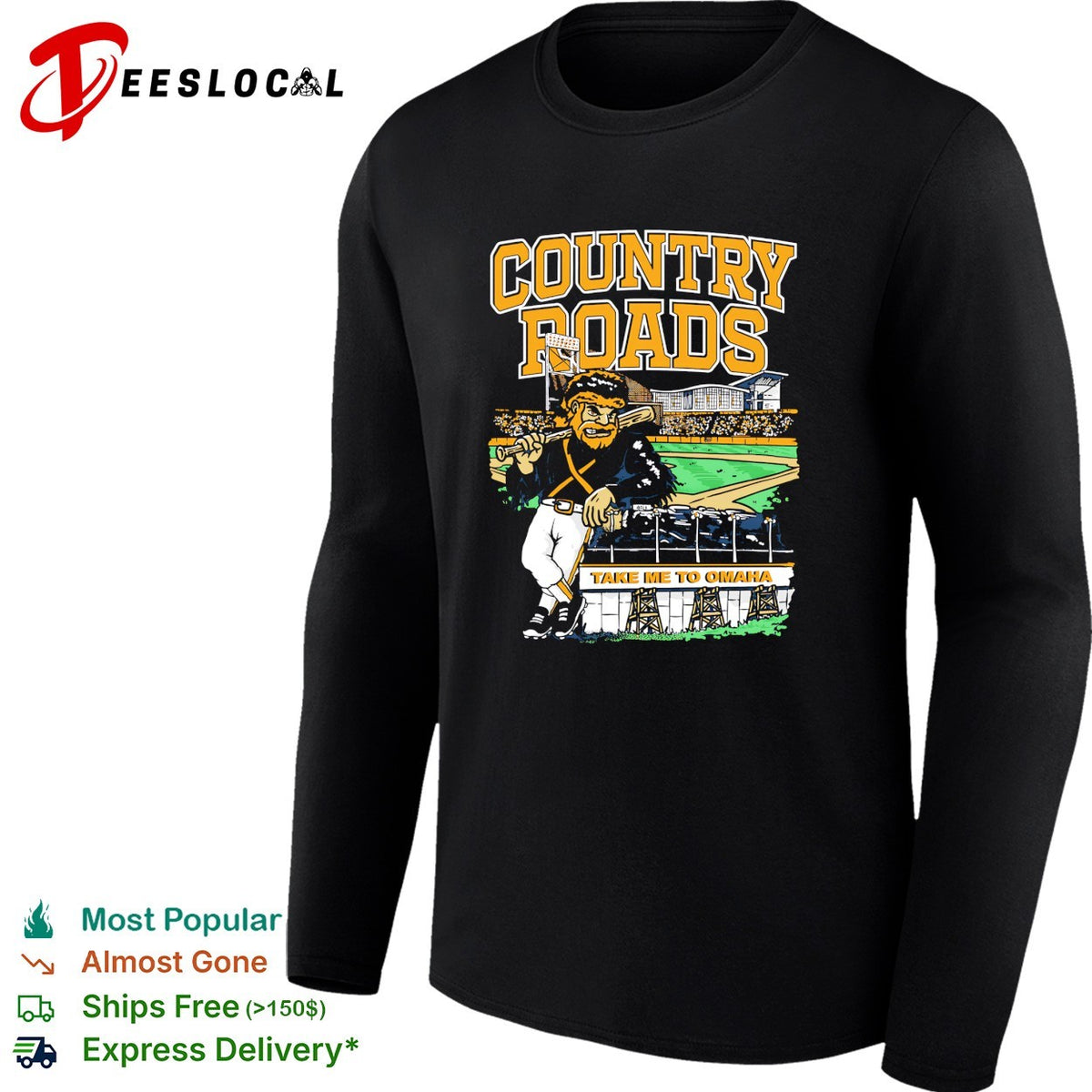 Country Roads Take Me To Omaha West Virginia Mountaineers Baseball Mascot Shirt