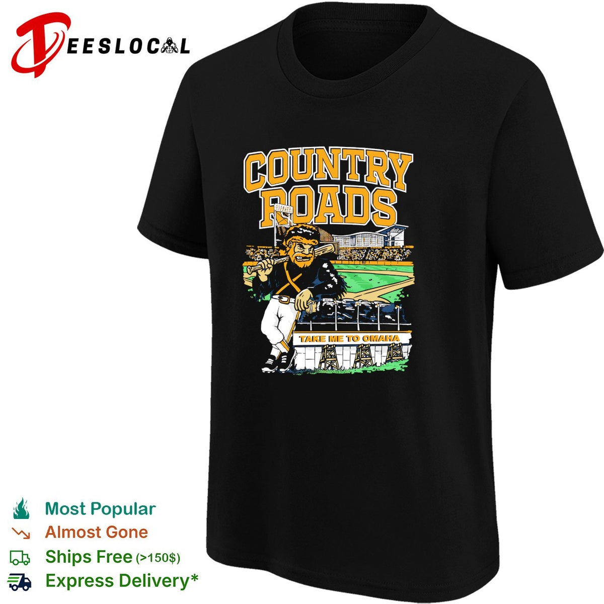 Country Roads Take Me To Omaha West Virginia Mountaineers Baseball Mascot Shirt
