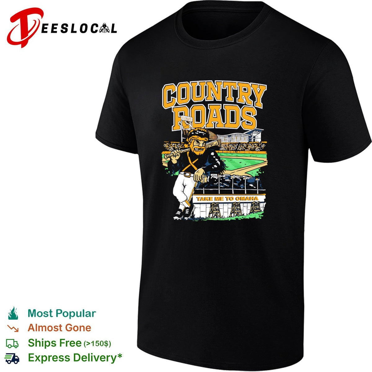 Country Roads Take Me To Omaha West Virginia Mountaineers Baseball Mascot Shirt