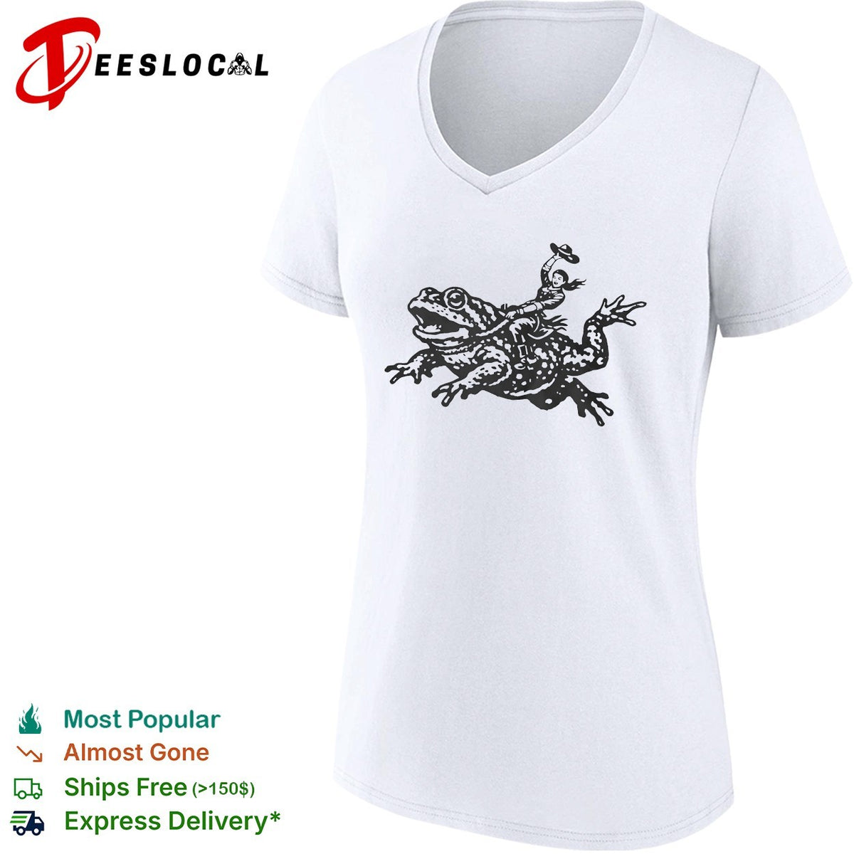 Cowgirl Riding a Toad Illustration Western Folk Art Pop Culture Apparel Shirt