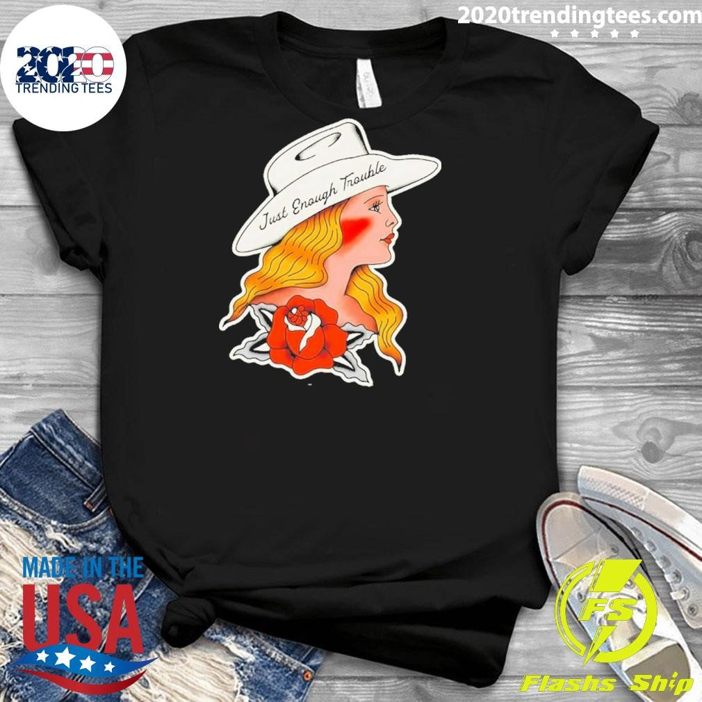 Cowgirl Western Just Enough Trouble Graphic Shirt