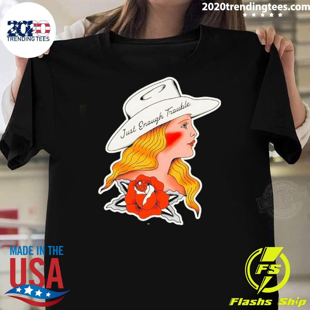 Cowgirl Western Just Enough Trouble Graphic Shirt