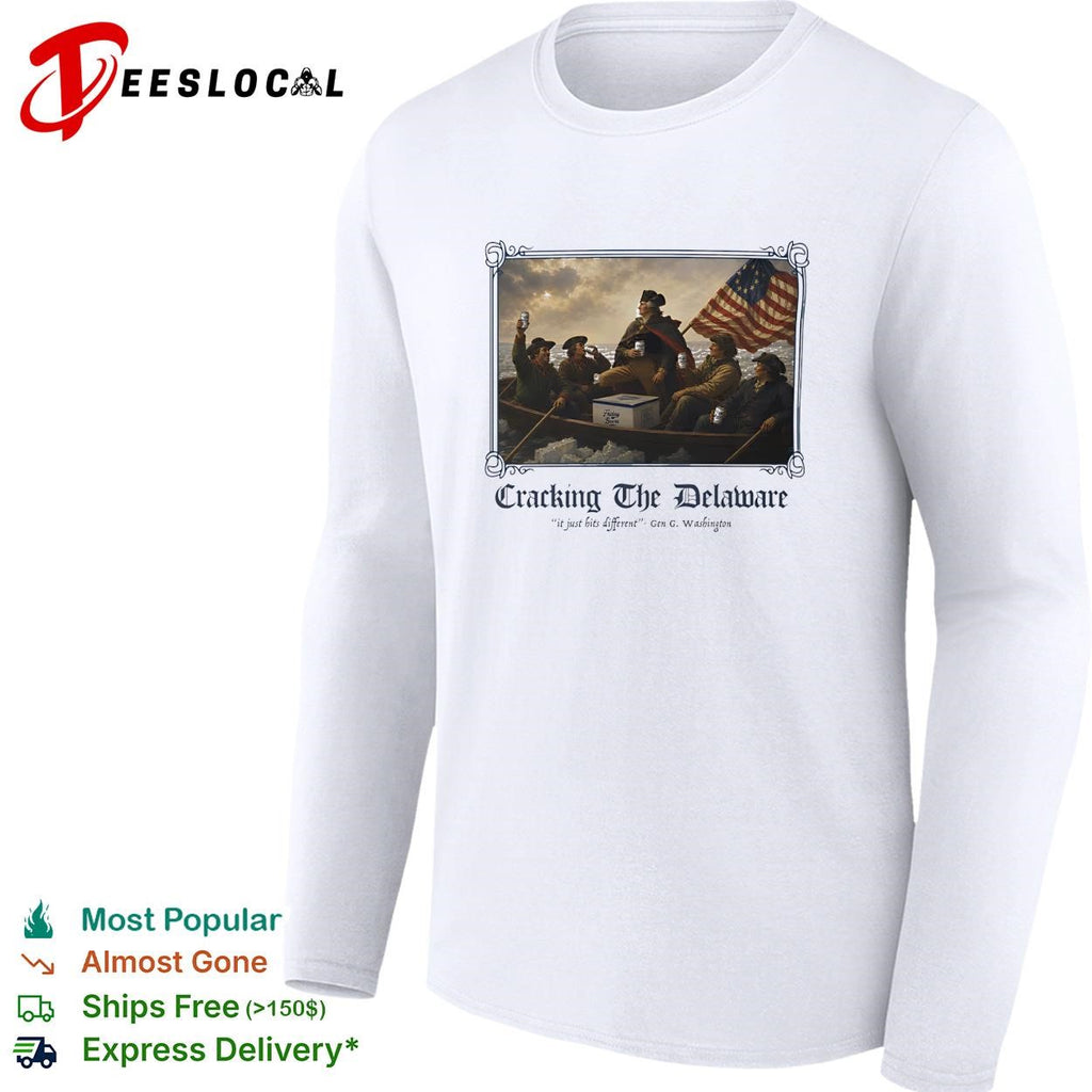 Cracking the Delaware George Washington crossing river beer parody graphic shirt