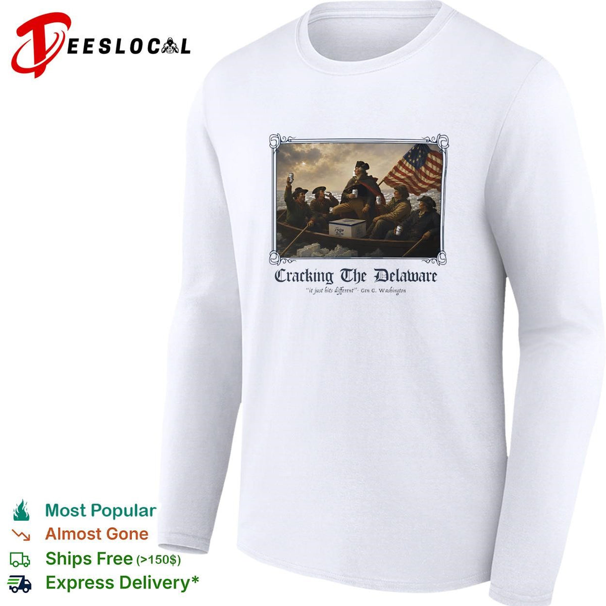 Cracking the Delaware George Washington crossing river beer parody graphic shirt