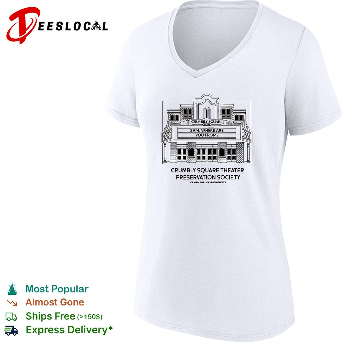 Crumbly Square Theater Preservation Society Sam Where Are You From Cambridge shirt