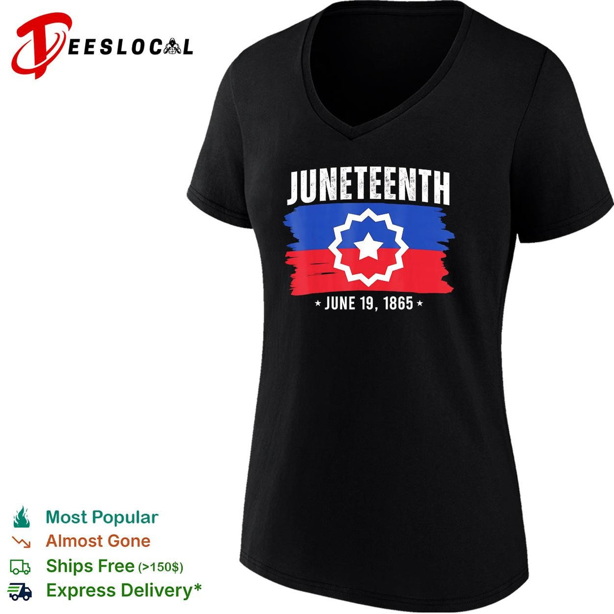 Juneteenth June 19 1865 star of freedom badge poster shirt