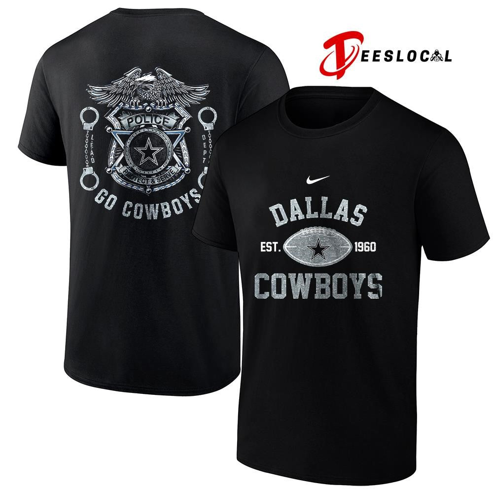 Dallas Cowboys law enforcement tribute protect and serve logo shirt