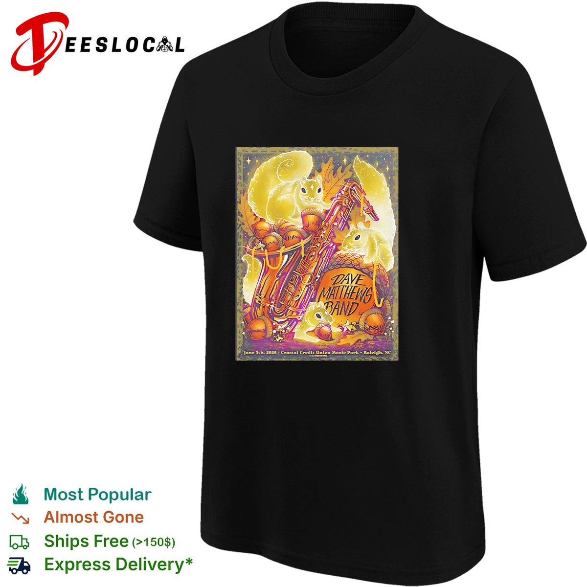 Dave Matthews Band Raleigh North Carolina 2026 Gig At Coastal Credit Union Music shirt