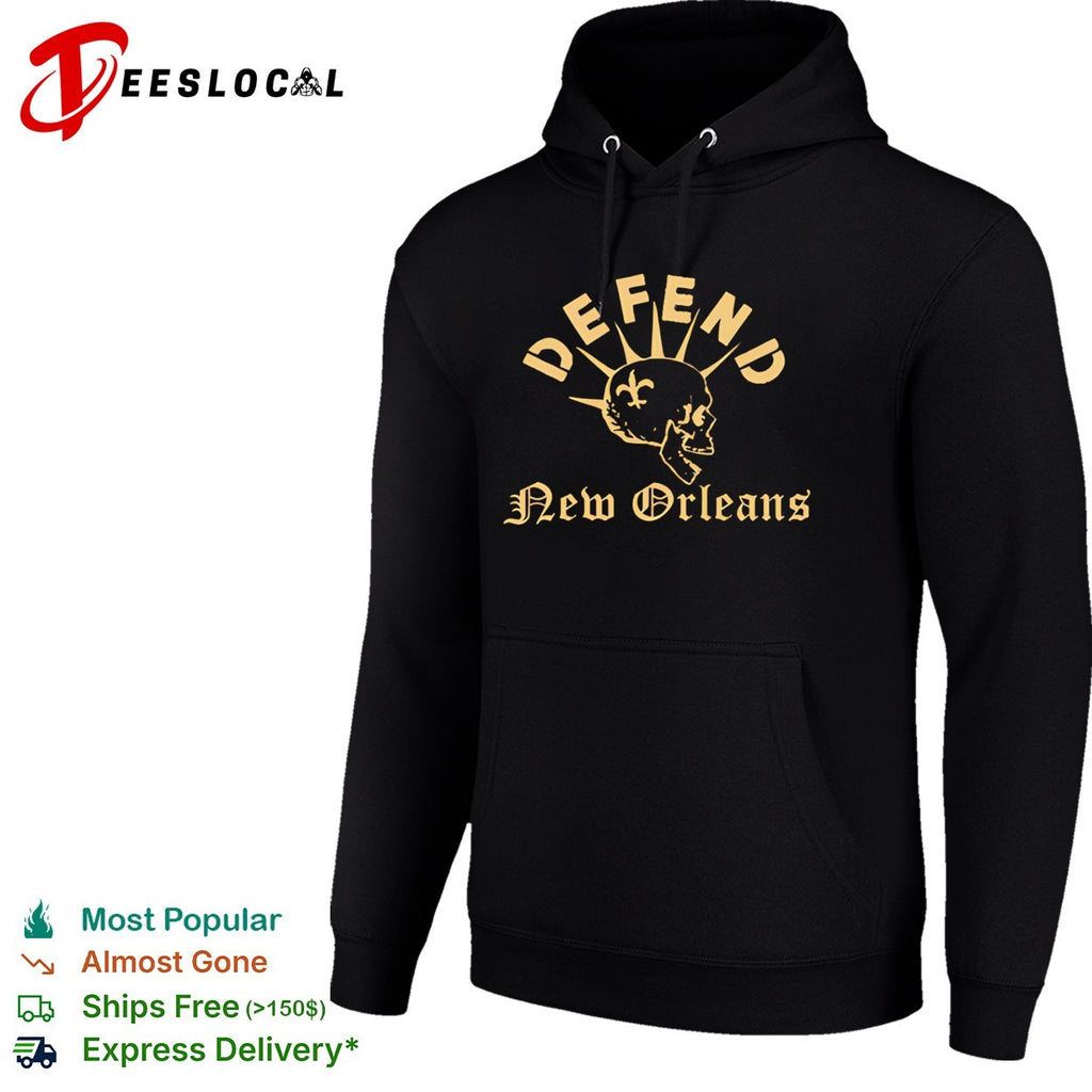 Defend New Orleans fleur-de-lis skull mohawk gothic bold art shirt
