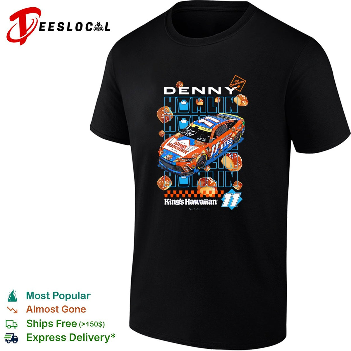 Denny Hamlin Joe Gibbs Racing NASCAR King’s Hawaiian Soft Pretzel Bites 11 shirt