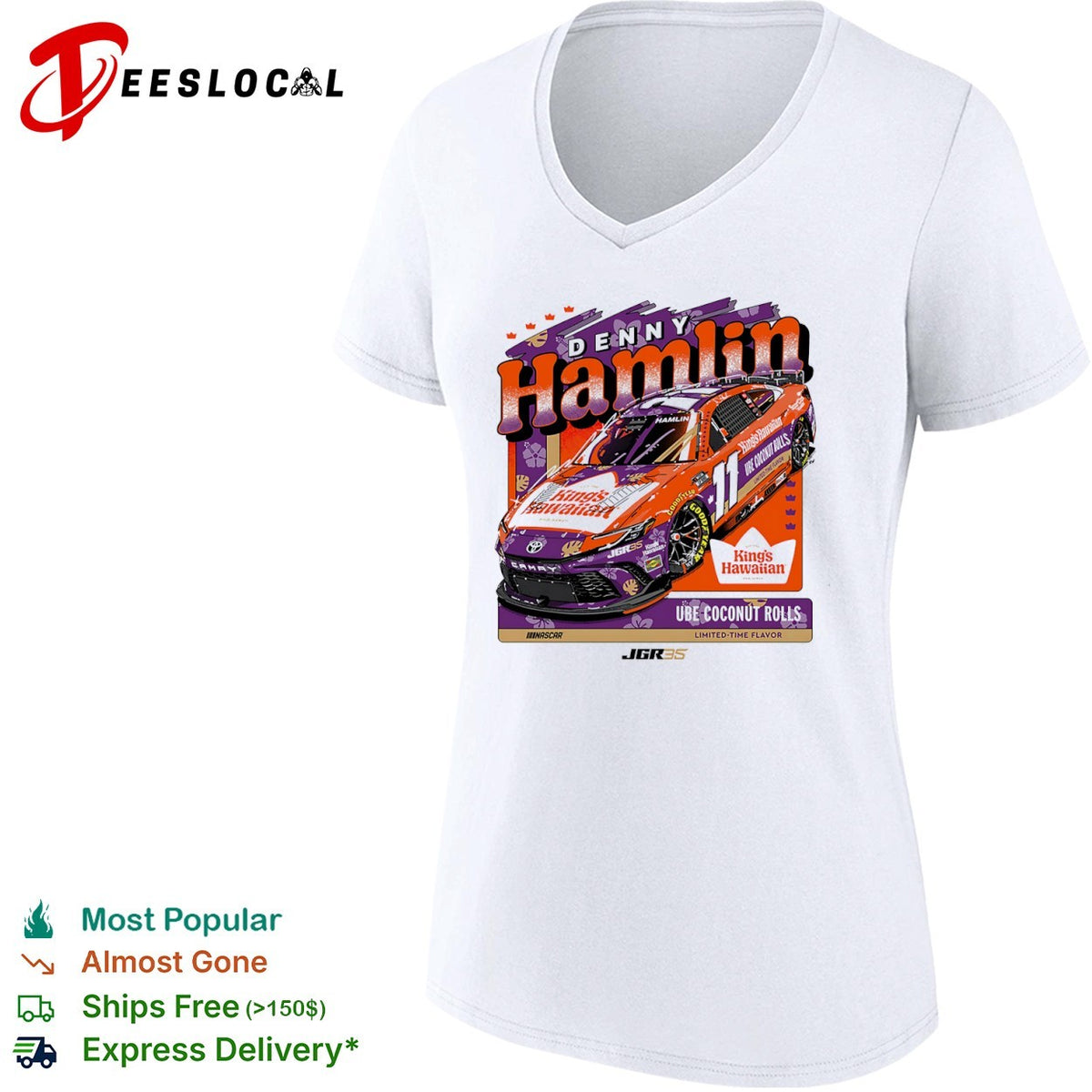 Denny Hamlin Joe Gibbs Racing NASCAR Kings Hawaiian Ube Coconut Rolls shirt