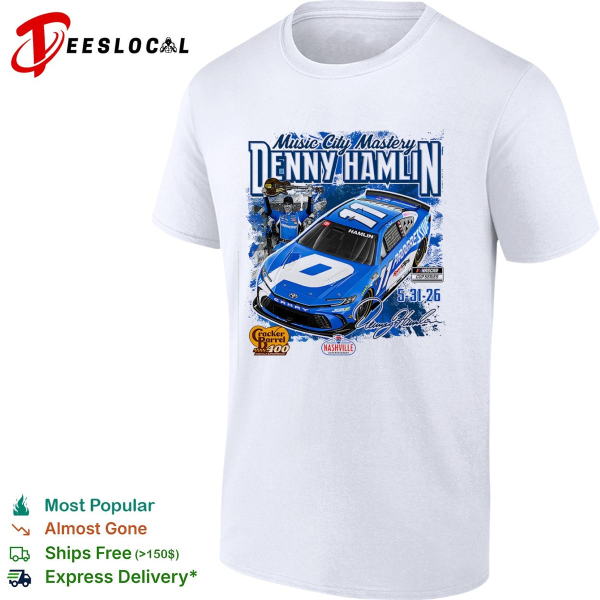 Denny Hamlin Joe Gibbs Racing Nashville Superspeedway Music City Mastery 2026 shirt