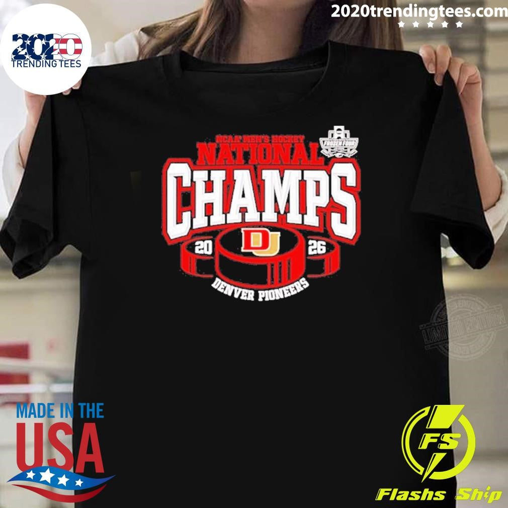 Denver Pioneers 2026 Ncaa Frozen Four Men’s Ice Hockey National Champions Hockey Puck Shirt