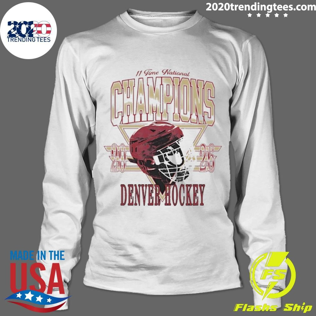 Denver Pioneers Men’s Ice Hockey 11 Time National Champions 2026 Helmets Shirt
