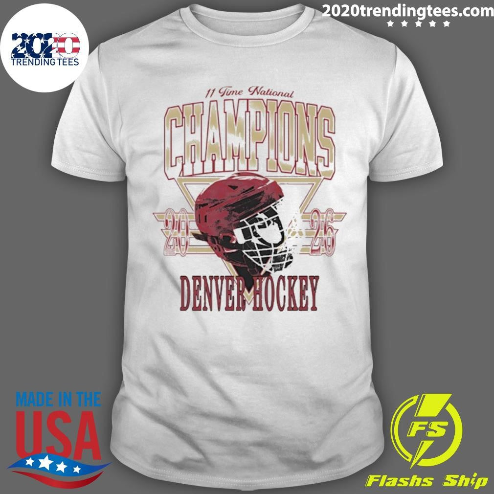 Denver Pioneers Men’s Ice Hockey 11 Time National Champions 2026 Helmets Shirt
