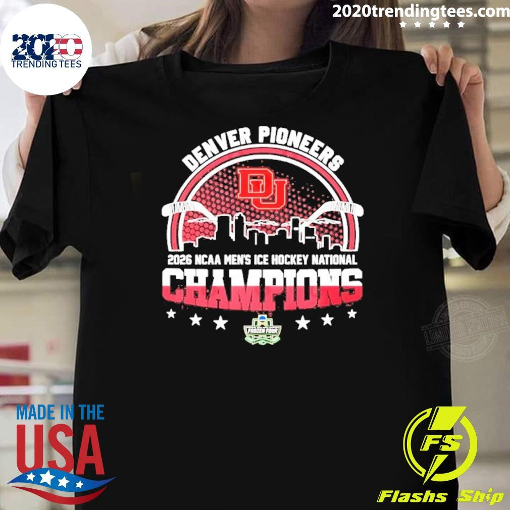 Denver Pioneers Men’s Ice Hockey National Champions ’26 City Skyline Shirt