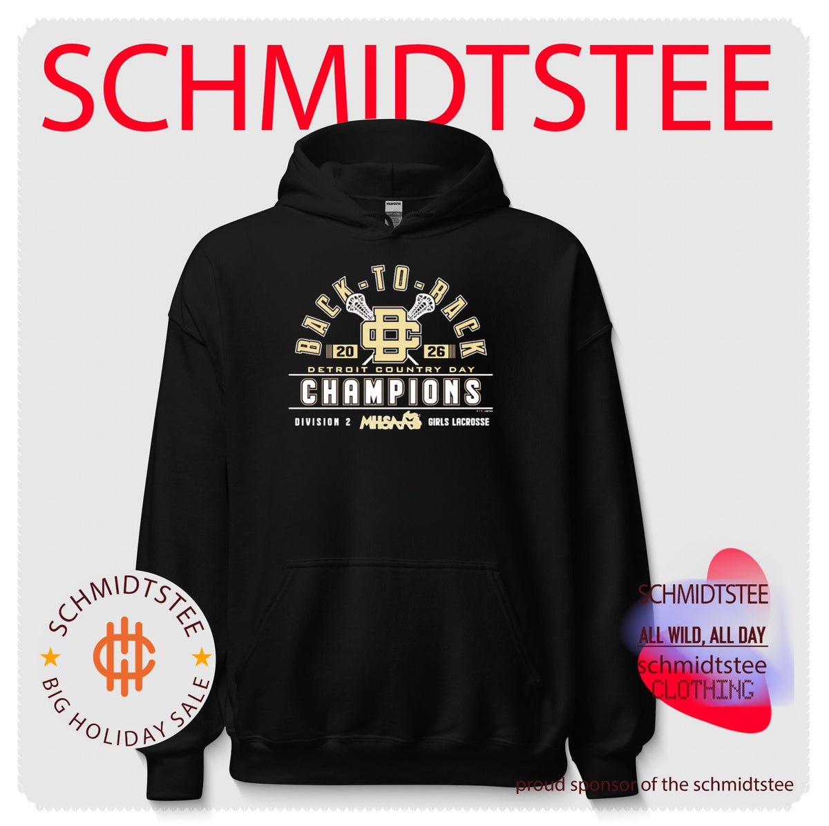 Detroit Country Day 2026 MHSAA Girls Lacrosse D2 Back-To-Back Champions logo shirt