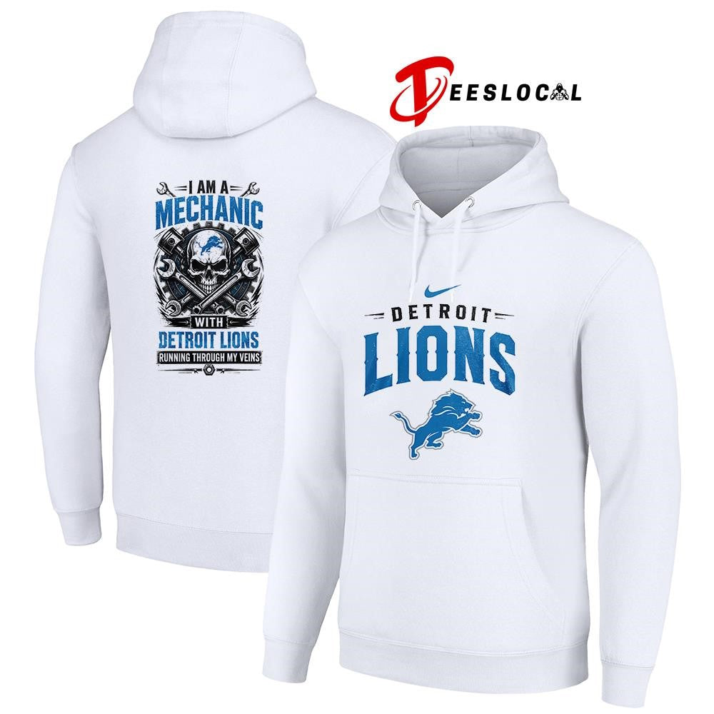 Detroit Lions I am a mechanic running through my veins skeleton shirt