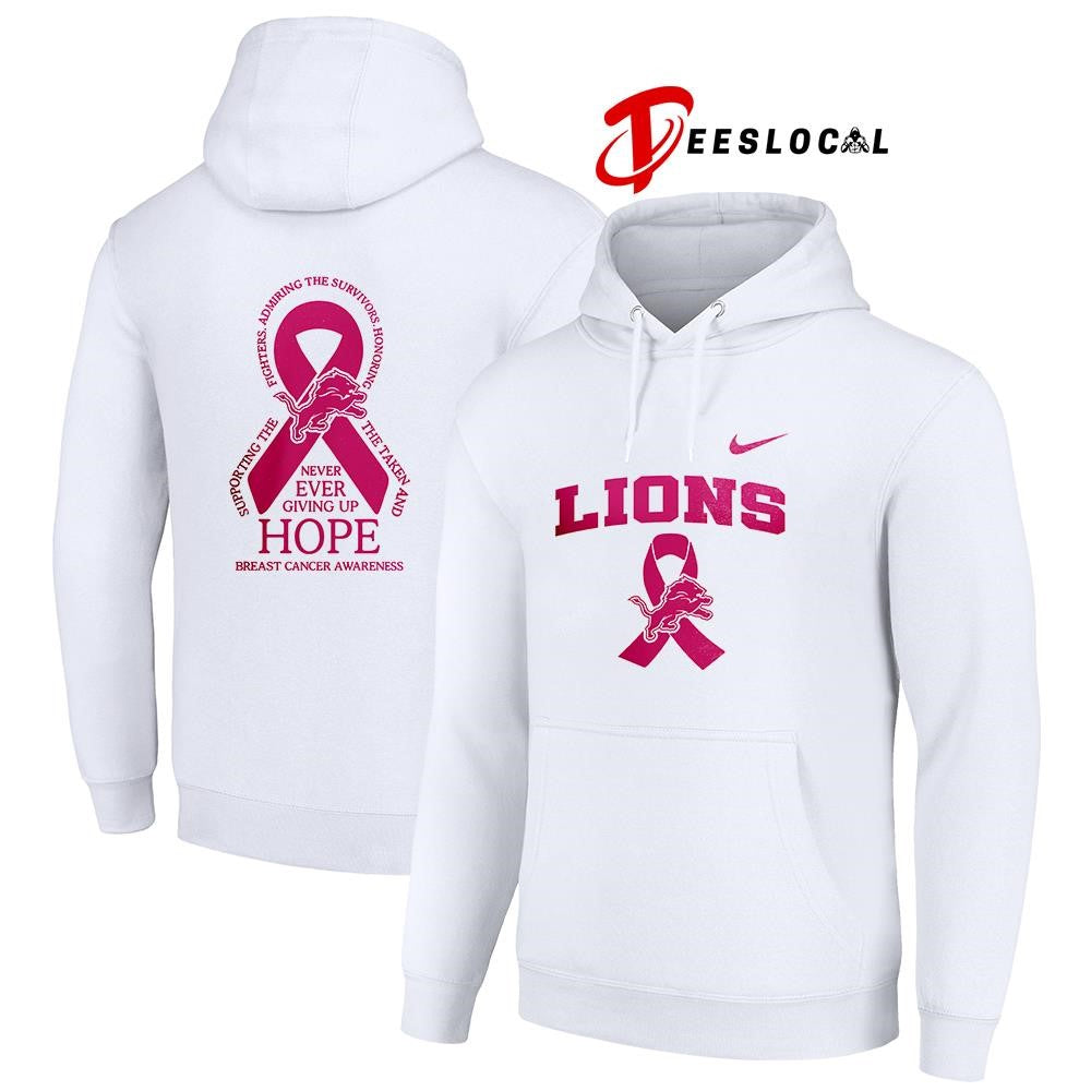Detroit Lions never ever giving up hope breast cancer awareness shirt