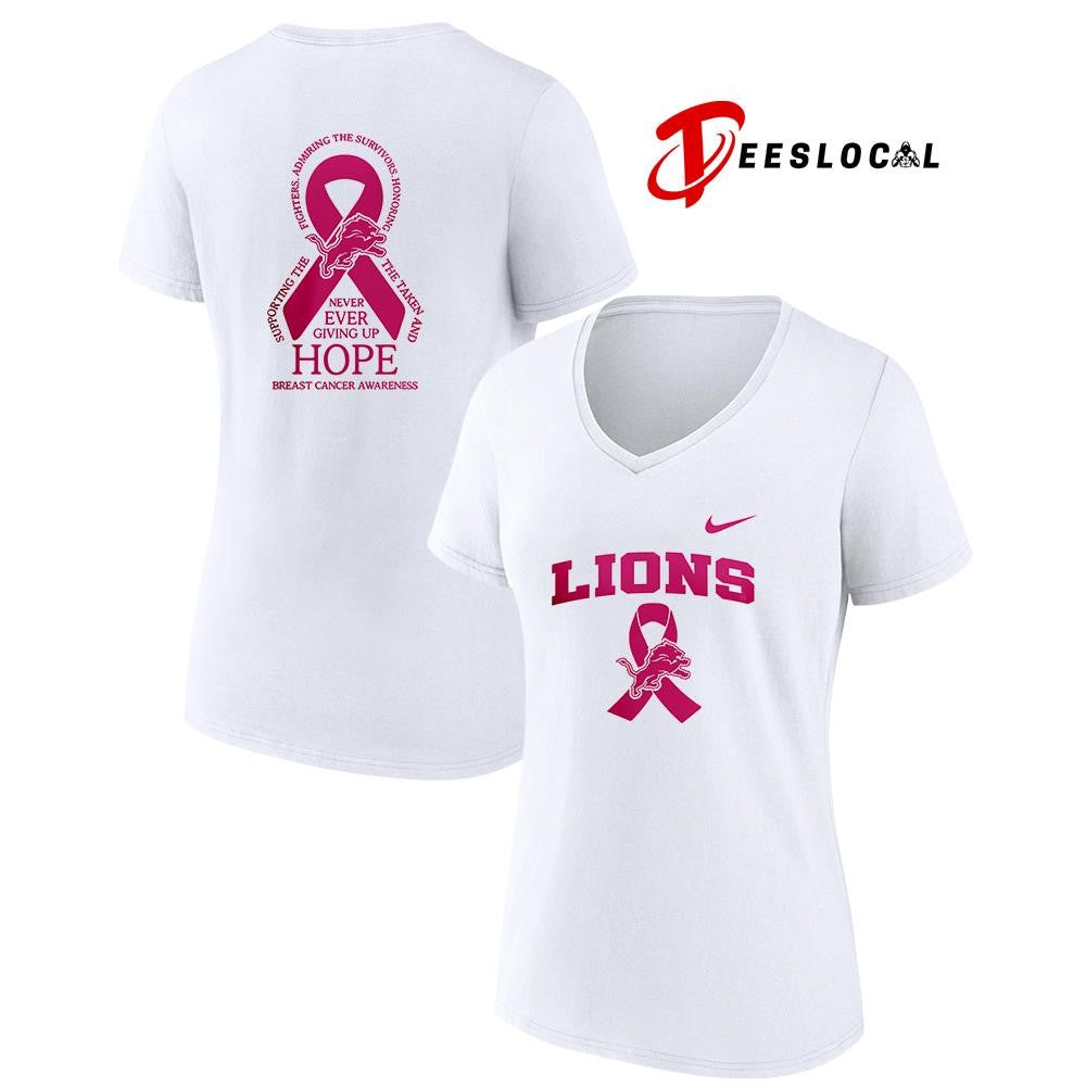Detroit Lions never ever giving up hope breast cancer awareness shirt