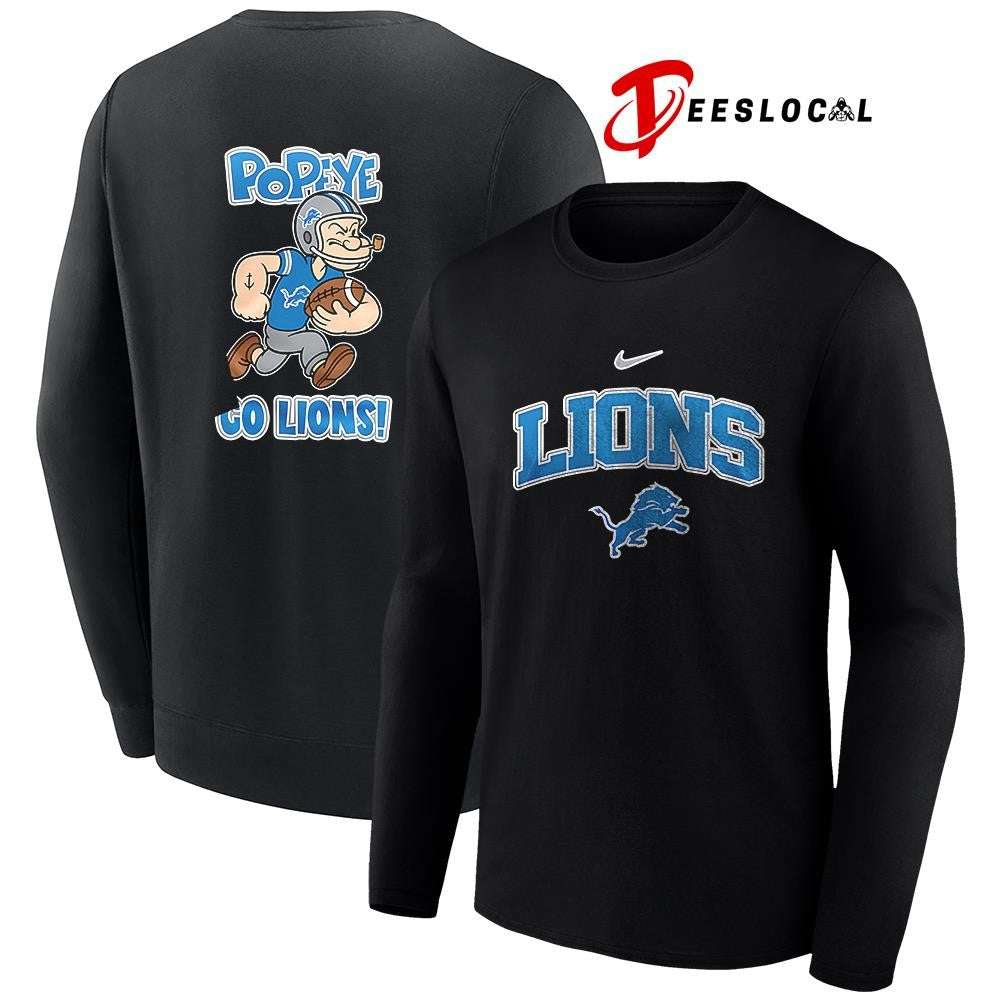 Detroit Lions x Pop eye pose cartoon shirt