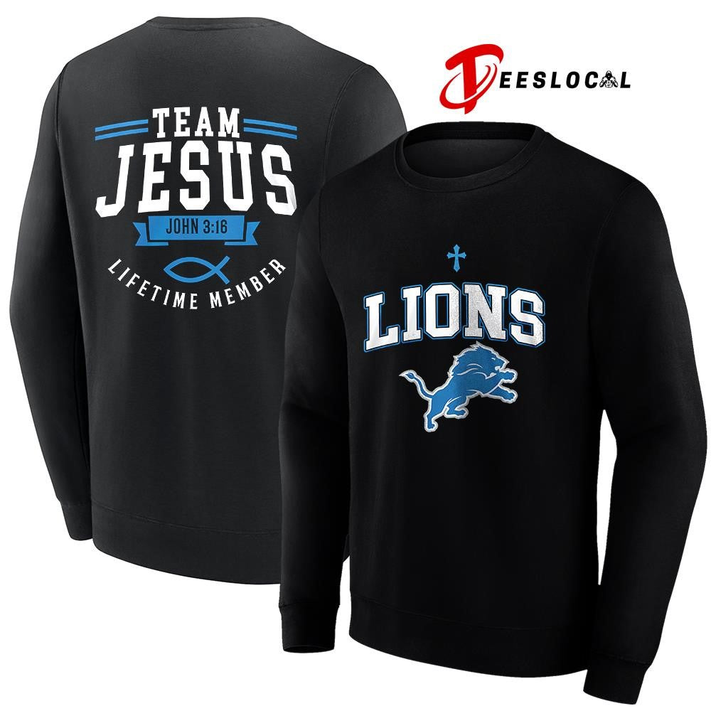 Detroit Lions x team Jesus lifetime member John 3 16 logo shirt