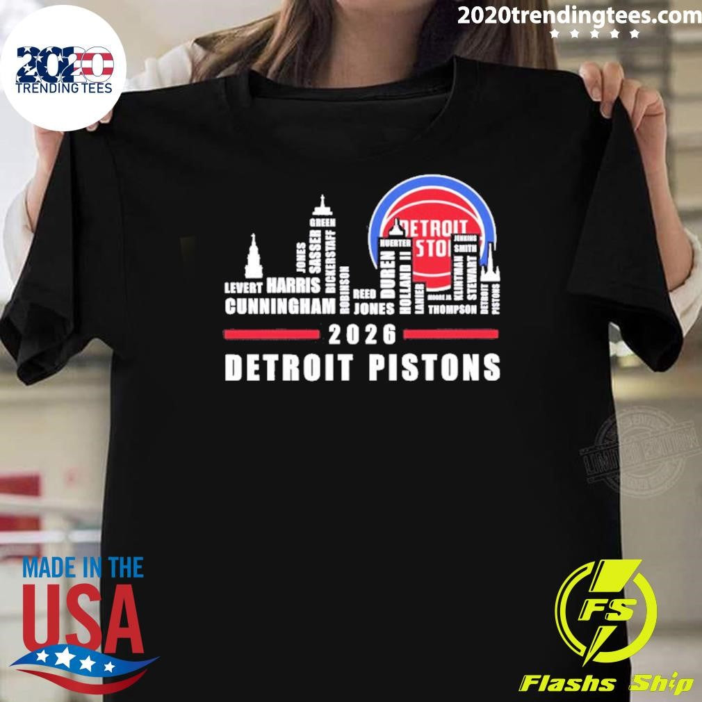 Detroit Pistons 2026 City Skyline Graphic Shirt