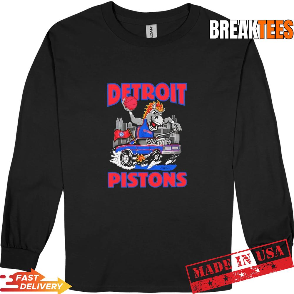 Detroit Pistons NBA cartoon Hooper Driving Car T-Shirt