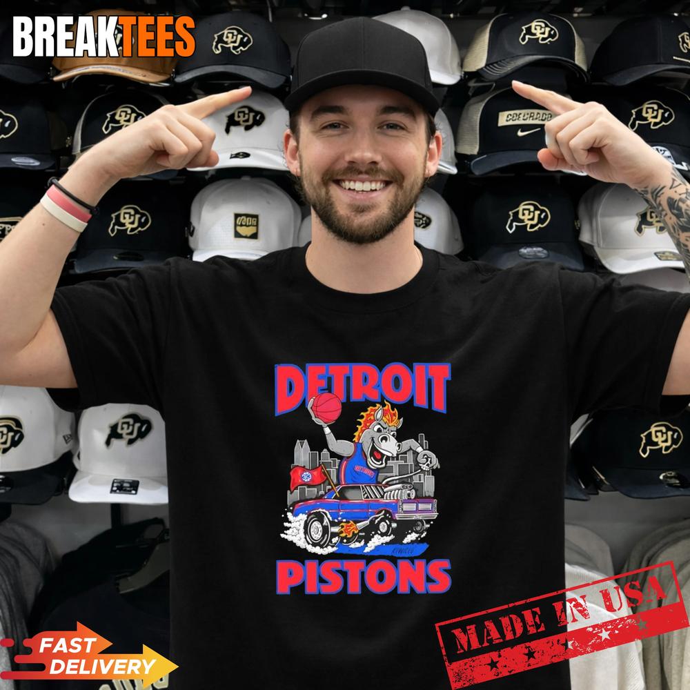 Detroit Pistons NBA cartoon Hooper Driving Car T-Shirt