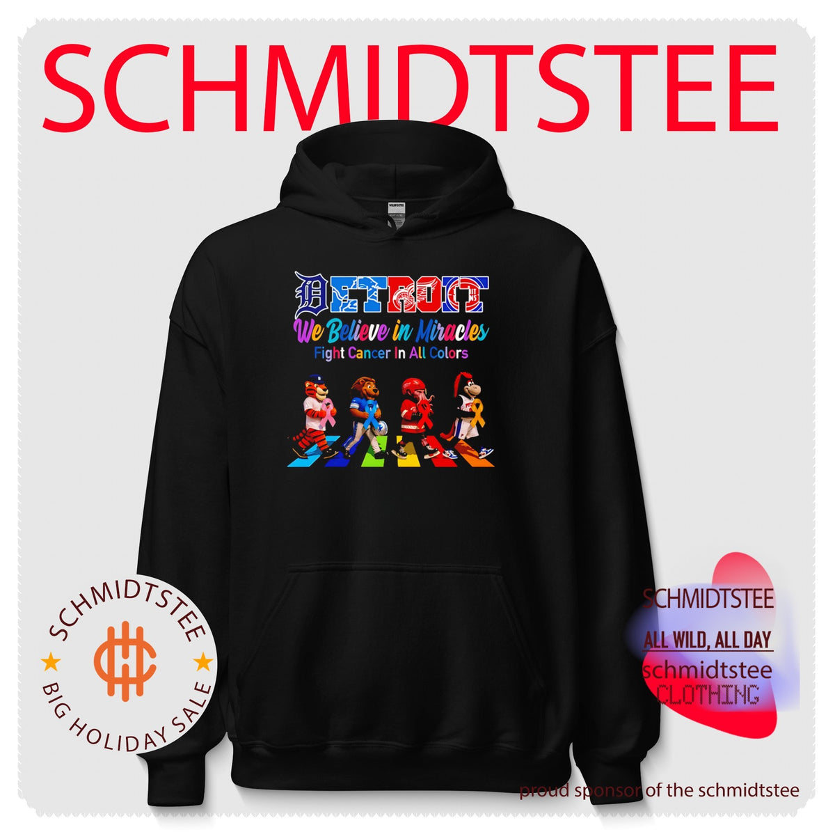 Detroit Sports We believe in Miracles fight cancer on all colors abbey road shirt