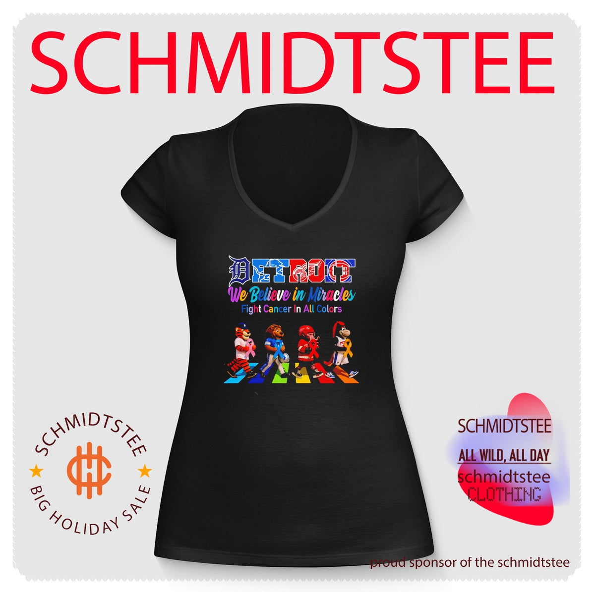 Detroit Sports We believe in Miracles fight cancer on all colors abbey road shirt