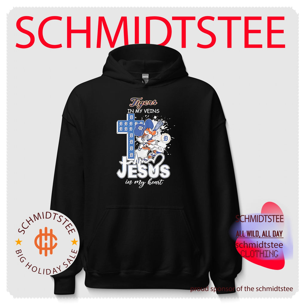 Detroit Tiger in my veins Jesus in my heart shirt