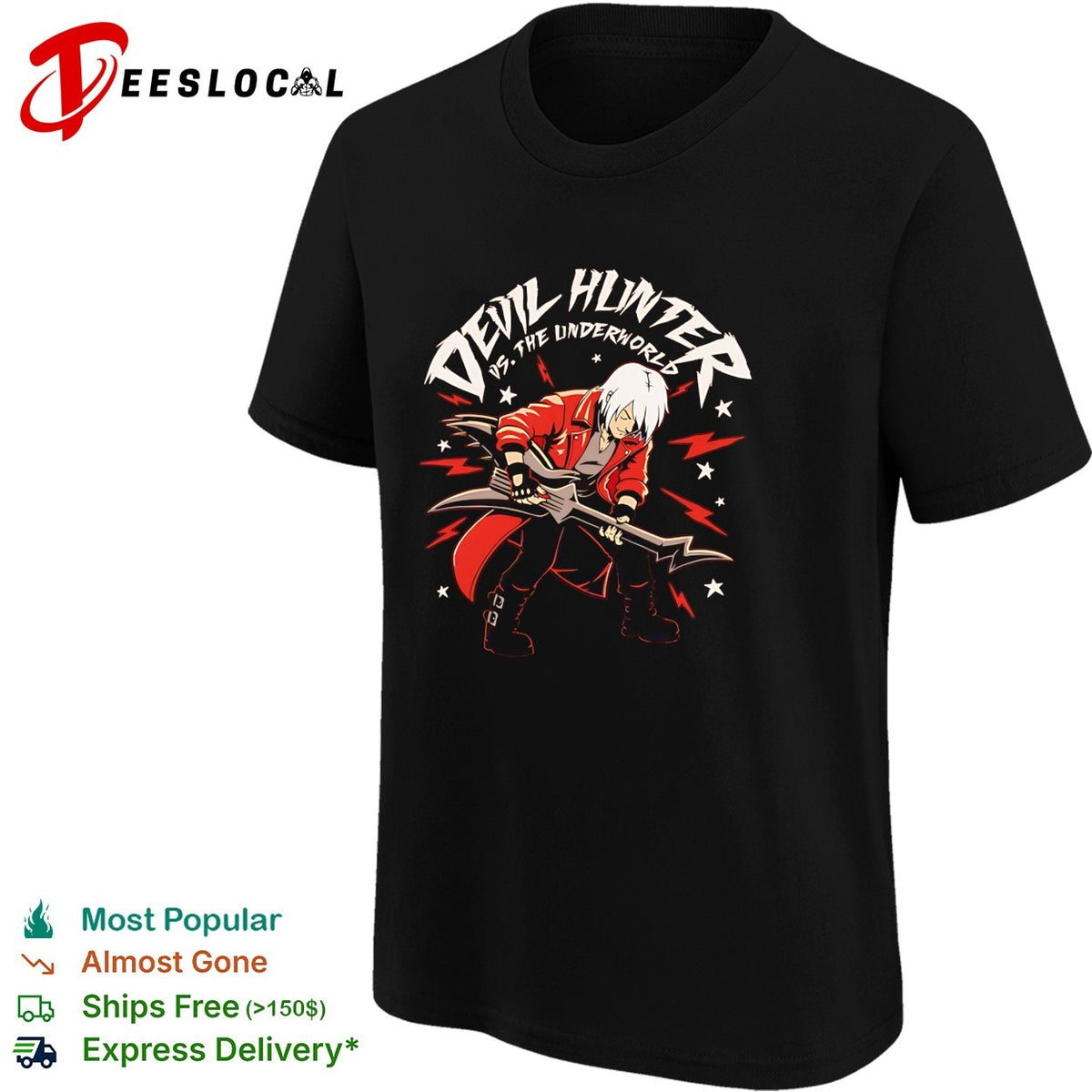Devil Hunter Music Guitar Dante from Devil May Cry in the style of Scott Pilgrim vs The World shirt