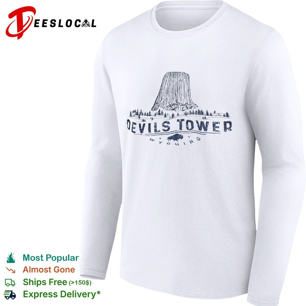 Devils Tower Wyoming National Monument Bison Nature Outdoors Landscape shirt