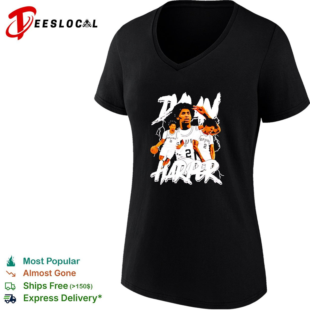 Devin Vassell San Antonio Spurs NBA Deon Harper lightning graphic shirt